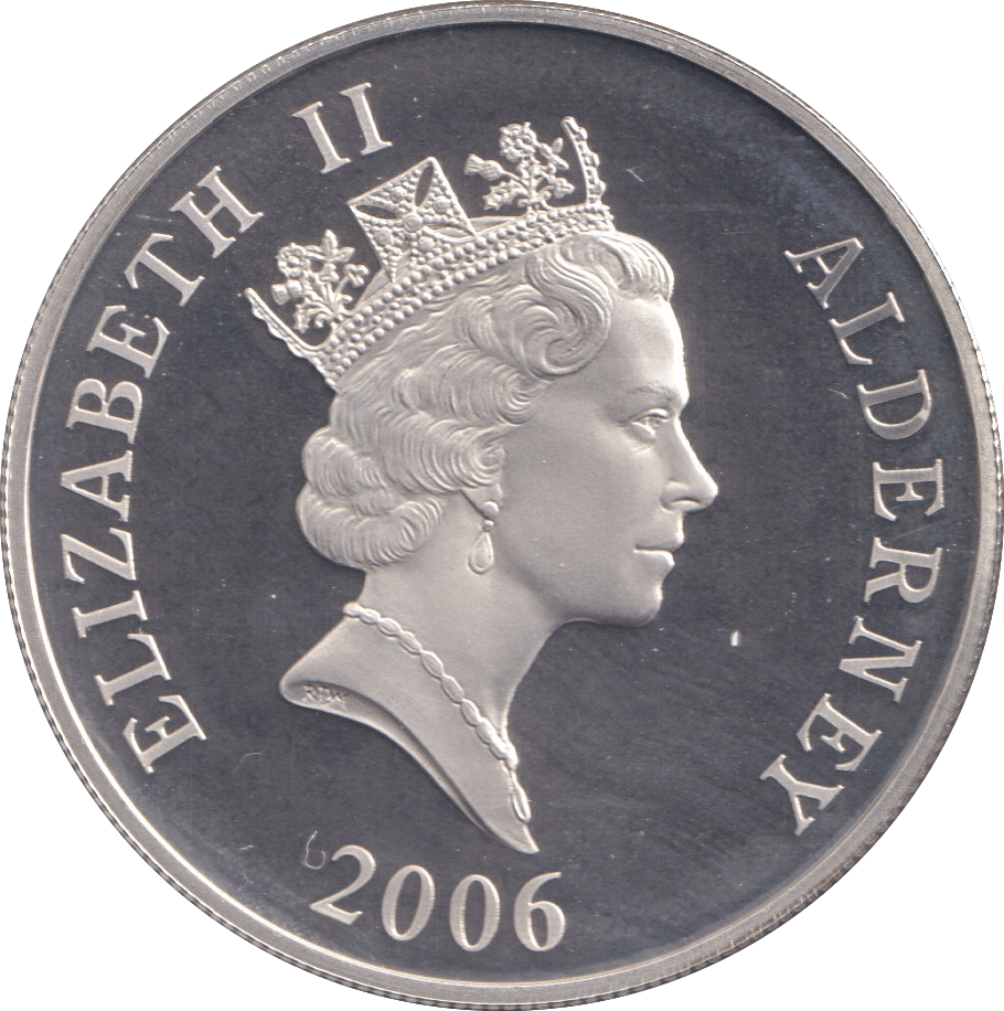 2006 SILVER PROOF FIVE POUND ALDERNEY - SILVER WORLD COINS - Cambridgeshire Coins