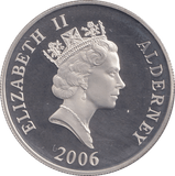 2006 SILVER PROOF FIVE POUND ALDERNEY - SILVER WORLD COINS - Cambridgeshire Coins
