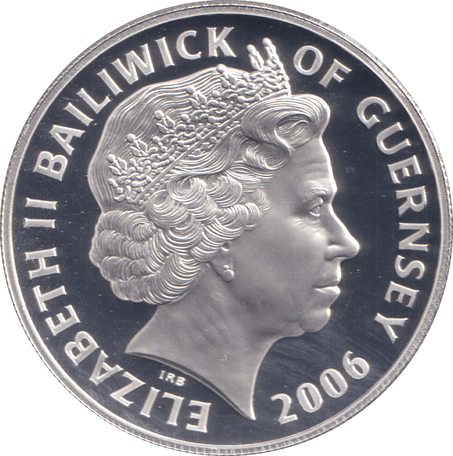 2006 SILVER PROOF FIVE POUND BAILIWICK OF GUERNSEY - SILVER WORLD COINS - Cambridgeshire Coins