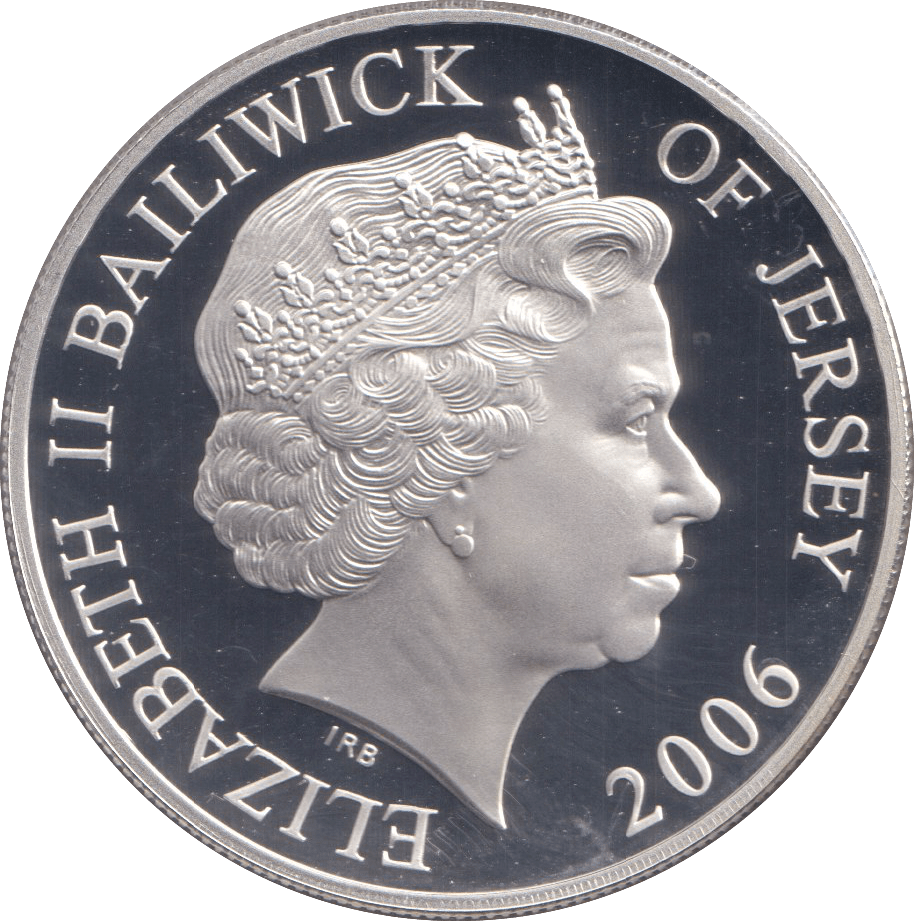 2006 SILVER PROOF FIVE POUND BAILIWICK OF JERSEY - SILVER WORLD COINS - Cambridgeshire Coins