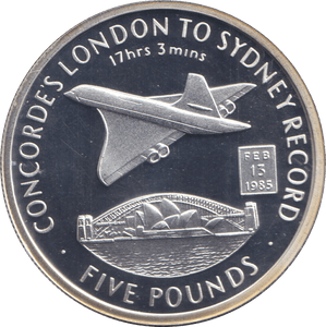 2006 SILVER PROOF FIVE POUND CONCORDE'S LONDON TO SYDNEY RECORD - SILVER WORLD COINS - Cambridgeshire Coins