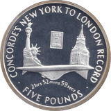 2006 SILVER PROOF FIVE POUND CONCORDE'S NEW YORK TO LONDON RECORD - SILVER WORLD COINS - Cambridgeshire Coins