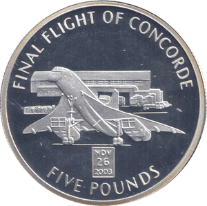 2006 SILVER PROOF FIVE POUND FINAL FLIGHT OF CONCORDE - SILVER WORLD COINS - Cambridgeshire Coins