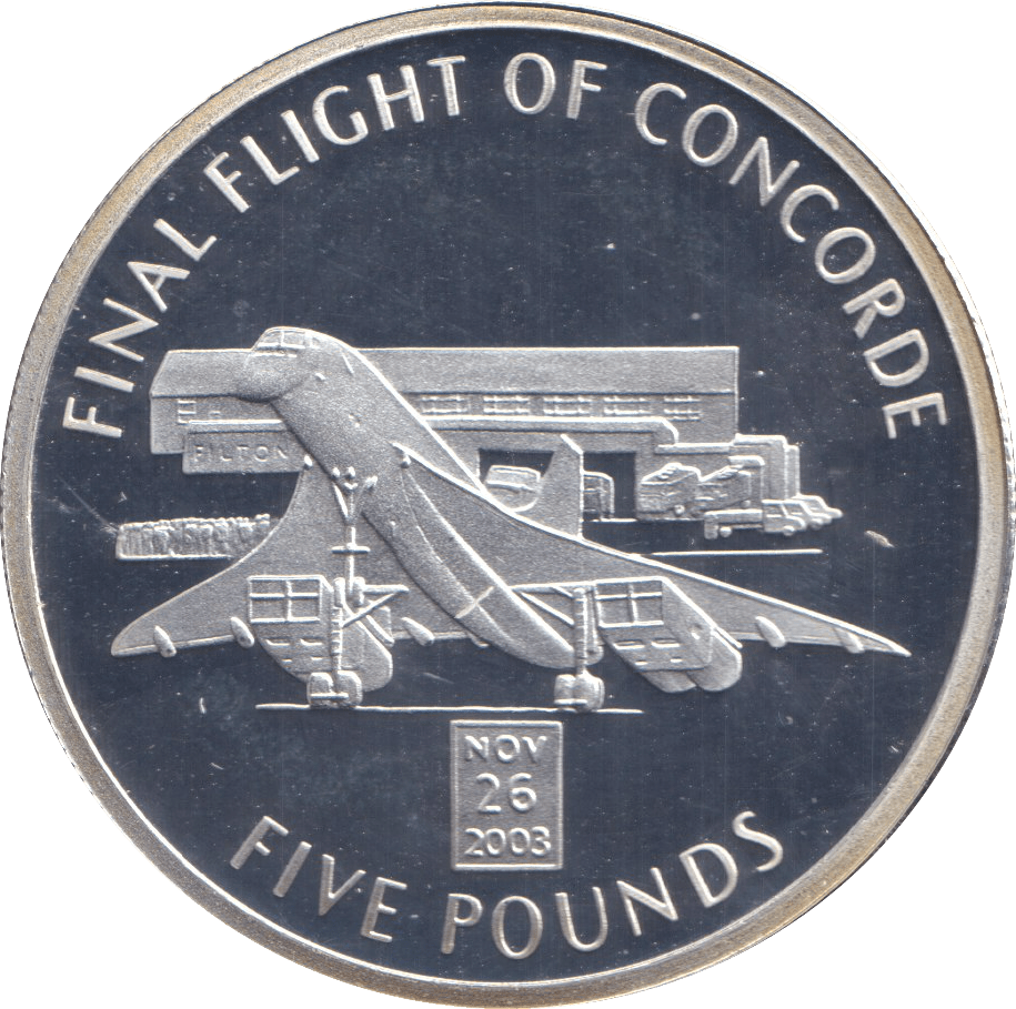 2006 SILVER PROOF FIVE POUND FINAL FLIGHT OF CONCORDE - SILVER WORLD COINS - Cambridgeshire Coins