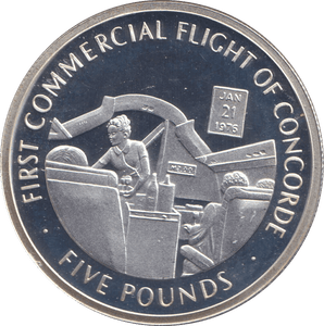 2006 SILVER PROOF FIVE POUND FIRST COMMERCIAL FLIGHT CONCORDE - SILVER WORLD COINS - Cambridgeshire Coins
