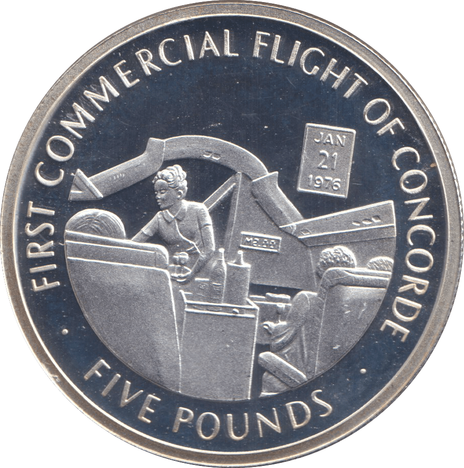 2006 SILVER PROOF FIVE POUND FIRST COMMERCIAL FLIGHT CONCORDE - SILVER WORLD COINS - Cambridgeshire Coins
