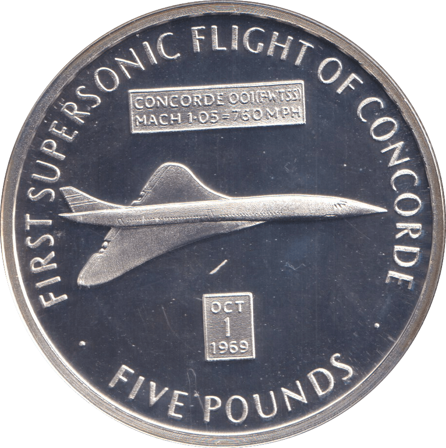 2006 SILVER PROOF FIVE POUND FIRST SUPERSONIC FLIGHT OF CONCORDE - SILVER WORLD COINS - Cambridgeshire Coins