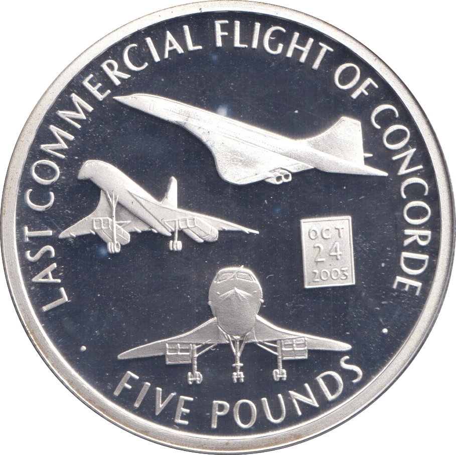 2006 SILVER PROOF FIVE POUND LAST COMMERCIAL FLIGHT OF CONCORDE - SILVER WORLD COINS - Cambridgeshire Coins