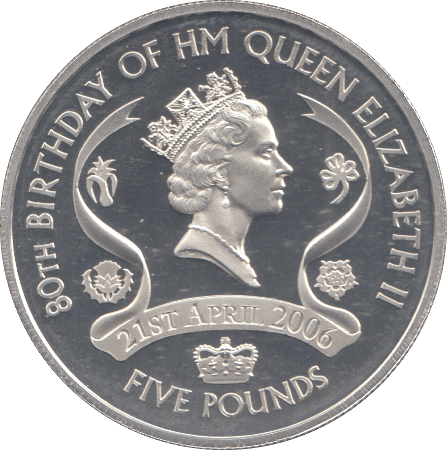 2006 SILVER PROOF FIVE POUNDS 80TH BIRTHDAY OF QUEEN ELIZABETH - £5 Silver Proof - Cambridgeshire Coins