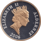 2006 SILVER PROOF FIVE POUNDS ALDERNEY - SILVER WORLD COINS - Cambridgeshire Coins
