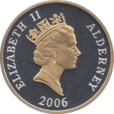 2006 SILVER PROOF FIVE POUNDS ALDERNEY - SILVER WORLD COINS - Cambridgeshire Coins