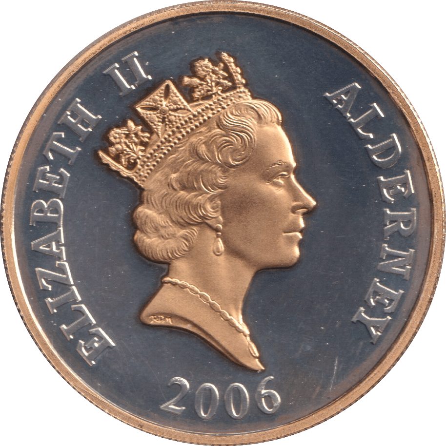 2006 SILVER PROOF FIVE POUNDS ALDERNEY - SILVER WORLD COINS - Cambridgeshire Coins