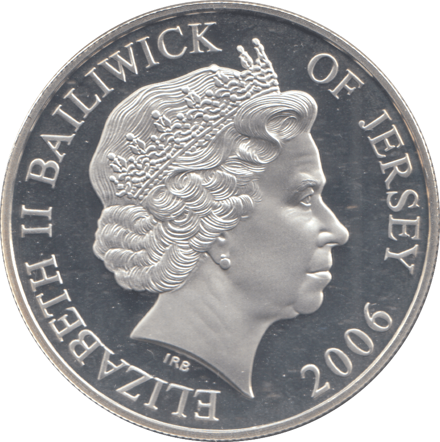 2006 SILVER PROOF FIVE POUNDS BAILIWICK OF JERSEY - SILVER WORLD COINS - Cambridgeshire Coins