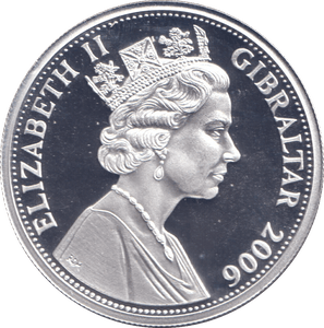 2006 SILVER PROOF FIVE POUNDS GIBRALTAR - SILVER WORLD COINS - Cambridgeshire Coins