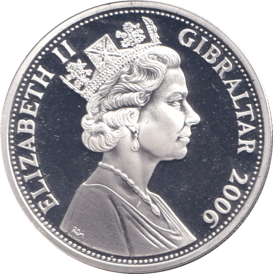 2006 SILVER PROOF FIVE POUNDS GIBRALTAR - SILVER WORLD COINS - Cambridgeshire Coins