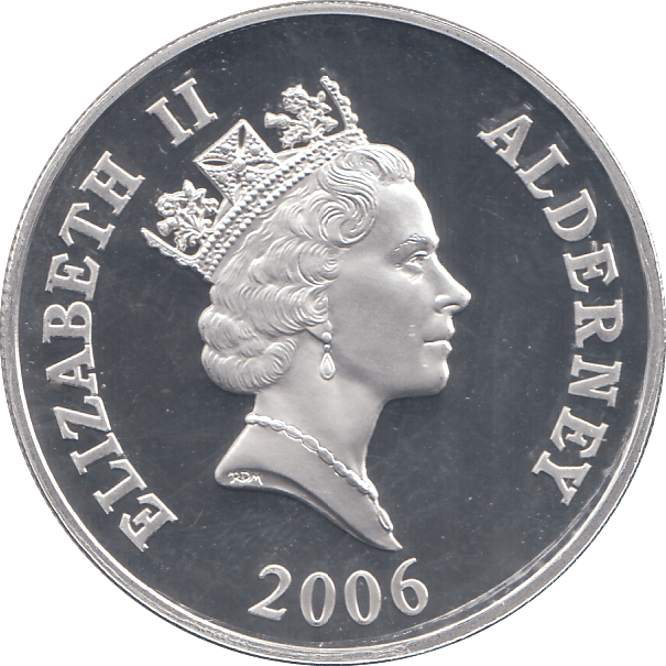 2006 SILVER PROOF FOR VALOUR FIVE POUNDS ALDERNEY - SILVER WORLD COINS - Cambridgeshire Coins