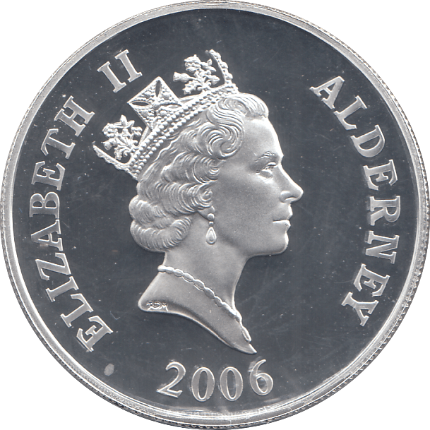 2006 SILVER PROOF FOR VALOUR FIVE POUNDS ALDERNEY - SILVER WORLD COINS - Cambridgeshire Coins