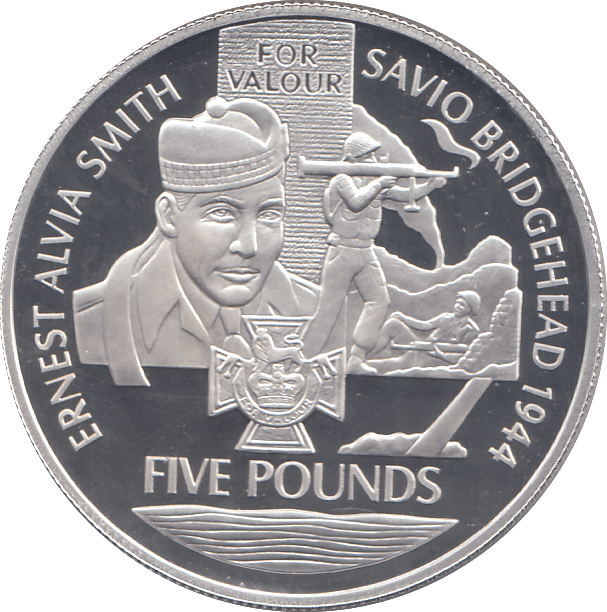 2006 SILVER PROOF FOR VALOUR FIVE POUNDS ALDERNEY - SILVER WORLD COINS - Cambridgeshire Coins