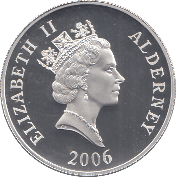 2006 SILVER PROOF FOR VALOUR FIVE POUNDS ALDERNEY - SILVER WORLD COINS - Cambridgeshire Coins