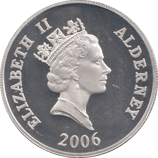 2006 SILVER PROOF FOR VALOUR FIVE POUNDS ALDERNEY - SILVER WORLD COINS - Cambridgeshire Coins