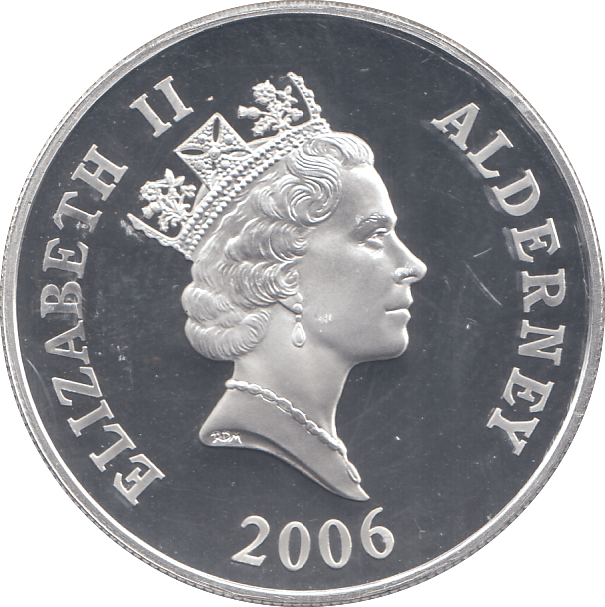 2006 SILVER PROOF FOR VALOUR FIVE POUNDS ALDERNEY - SILVER WORLD COINS - Cambridgeshire Coins