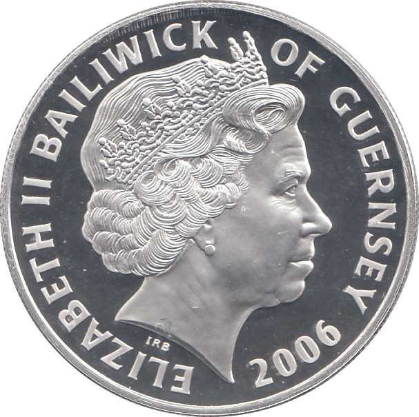 2006 SILVER PROOF FOR VALOUR FIVE POUNDS GUERNSEY - SILVER WORLD COINS - Cambridgeshire Coins