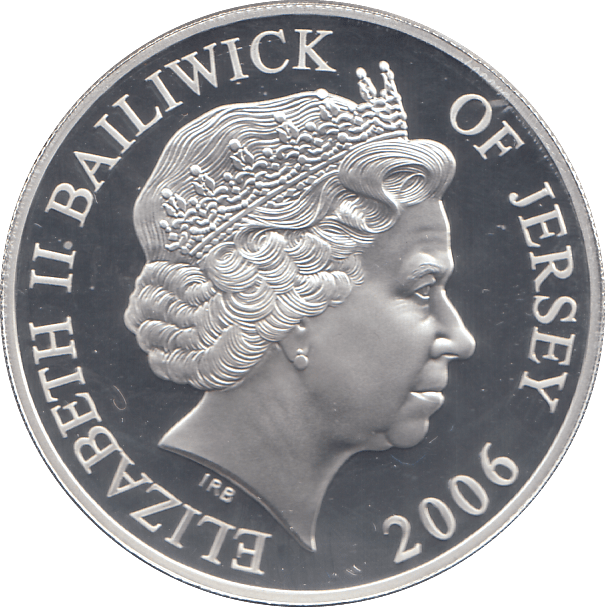 2006 SILVER PROOF FOR VALOUR FIVE POUNDS JERSEY - SILVER WORLD COINS - Cambridgeshire Coins