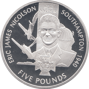 2006 SILVER PROOF FOR VALOUR FIVE POUNDS JERSEY - SILVER WORLD COINS - Cambridgeshire Coins