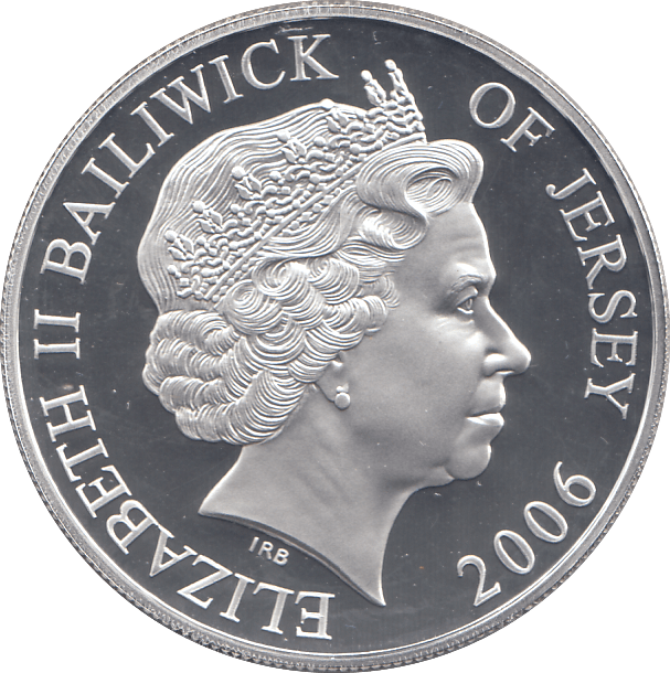 2006 SILVER PROOF FOR VALOUR FIVE POUNDS JERSEY - SILVER WORLD COINS - Cambridgeshire Coins