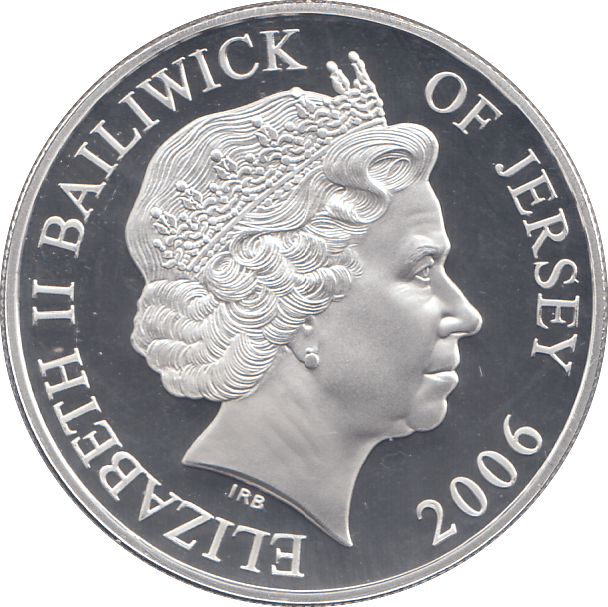 2006 SILVER PROOF FOR VALOUR FIVE POUNDS JERSEY - SILVER WORLD COINS - Cambridgeshire Coins