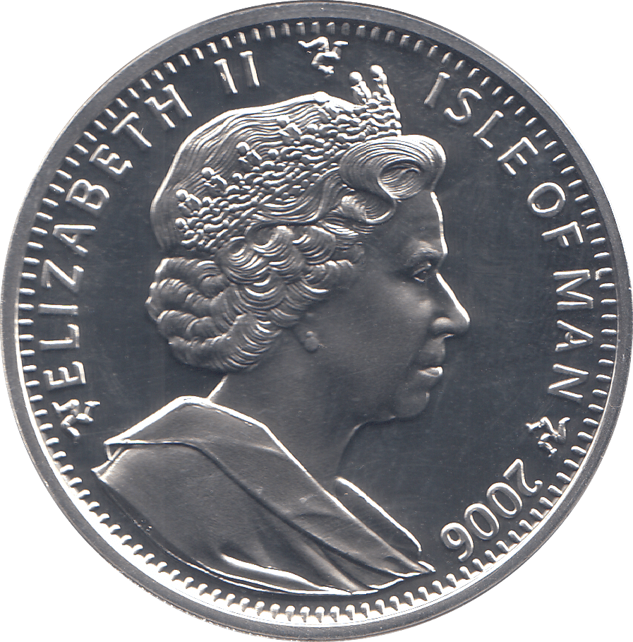 2006 SILVER PROOF ONE CROWN ISLE OF MAN 80 YRS QUEEN - SILVER WORLD COINS - Cambridgeshire Coins