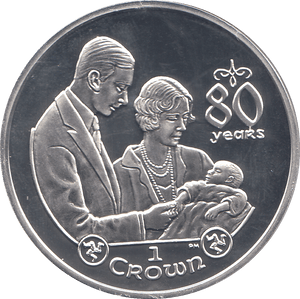 2006 SILVER PROOF ONE CROWN ISLE OF MAN 80 YRS QUEEN - SILVER WORLD COINS - Cambridgeshire Coins