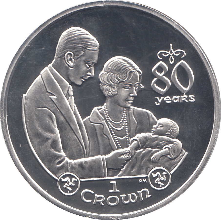 2006 SILVER PROOF ONE CROWN ISLE OF MAN 80 YRS QUEEN - SILVER WORLD COINS - Cambridgeshire Coins