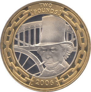 2006 SILVER PROOF TWO POUNDS BRUNEL PORTRAIT - SILVER WORLD COINS - Cambridgeshire Coins