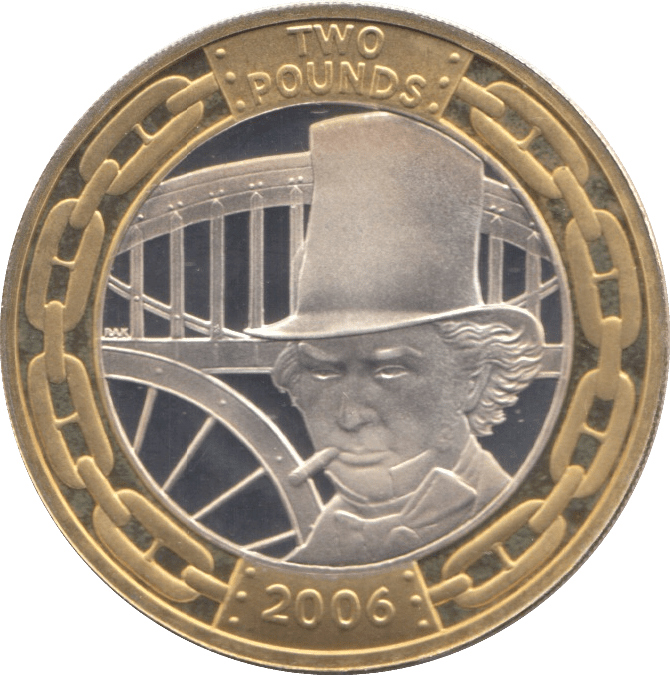 2006 SILVER PROOF TWO POUNDS BRUNEL PORTRAIT - SILVER WORLD COINS - Cambridgeshire Coins