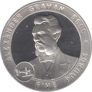 2007 £5 ALEXANDER GRAHAM BELL SILVER PROOF - WORLD COINS - Cambridgeshire Coins