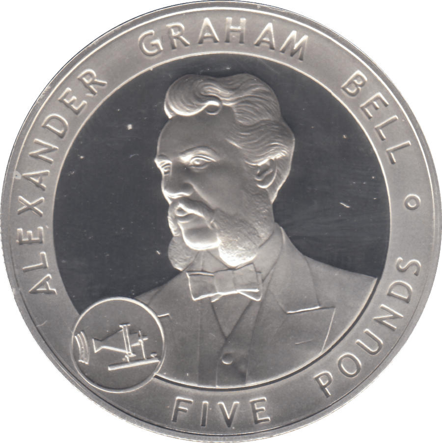 2007 £5 ALEXANDER GRAHAM BELL SILVER PROOF - WORLD COINS - Cambridgeshire Coins