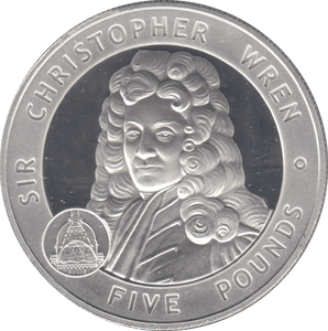2007 £5 SIR CHRISTOPHER WREN SILVER PROOF - WORLD COINS - Cambridgeshire Coins