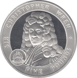 2007 £5 SIR CHRISTOPHER WREN SILVER PROOF - WORLD COINS - Cambridgeshire Coins