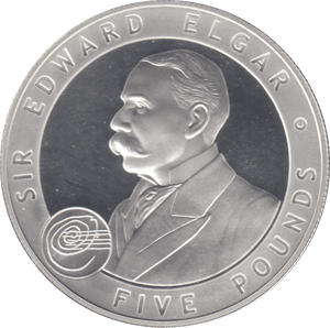 2007 £5 SIR EDWARD ELGAR SILVER PROOF - WORLD COINS - Cambridgeshire Coins