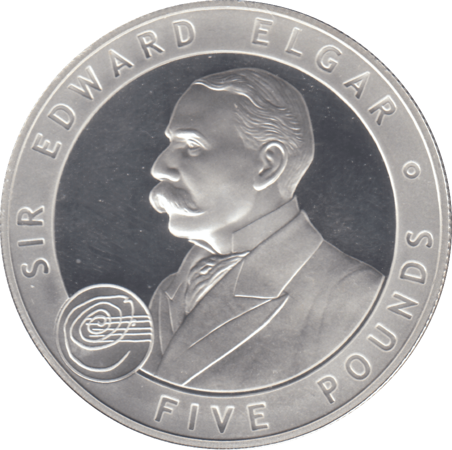 2007 £5 SIR EDWARD ELGAR SILVER PROOF - WORLD COINS - Cambridgeshire Coins