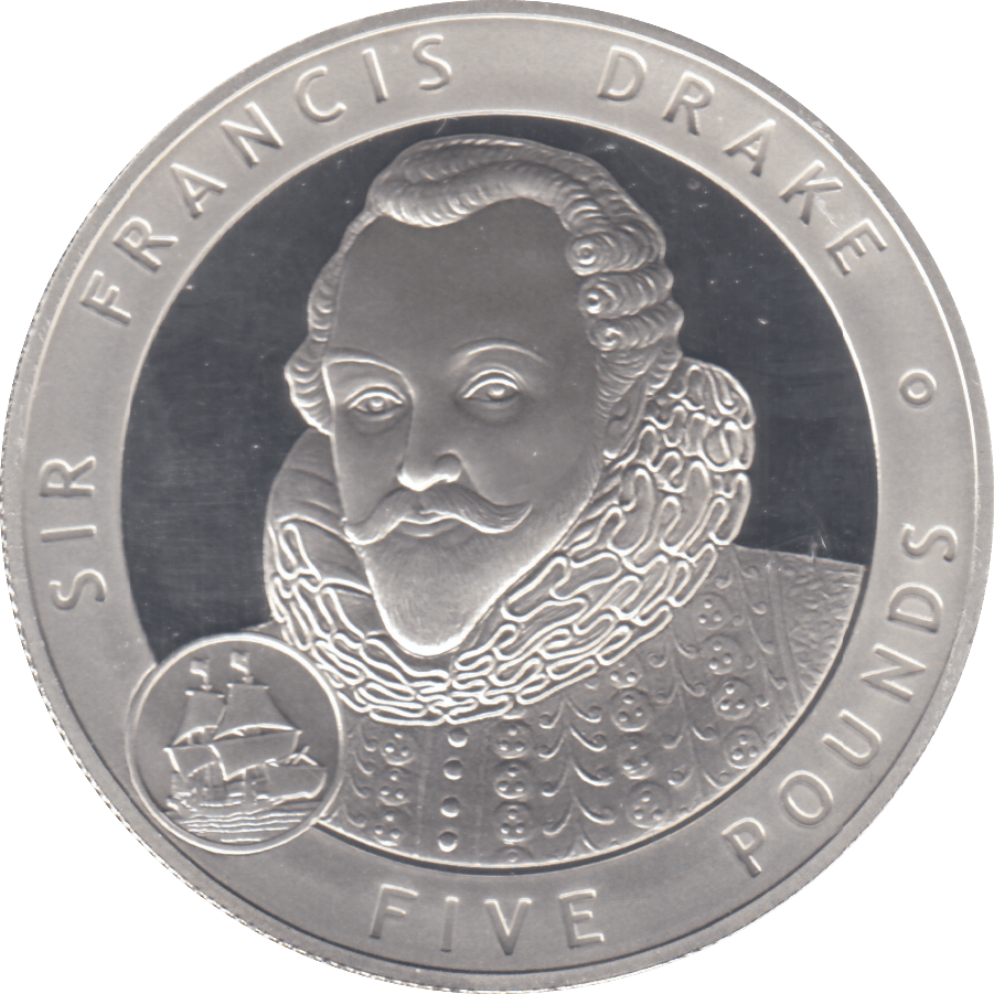 2007 £5 SIR FRANCIS DRAKE SILVER PROOF - WORLD COINS - Cambridgeshire Coins