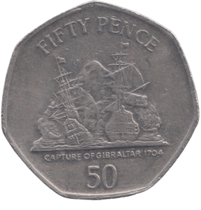 2007 50 PENCE CAPTURE OF GIBRALTAR 1704 - 50P CIRCULATED - Cambridgeshire Coins
