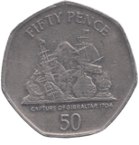 2007 50 PENCE CAPTURE OF GIBRALTAR 1704 - 50P CIRCULATED - Cambridgeshire Coins
