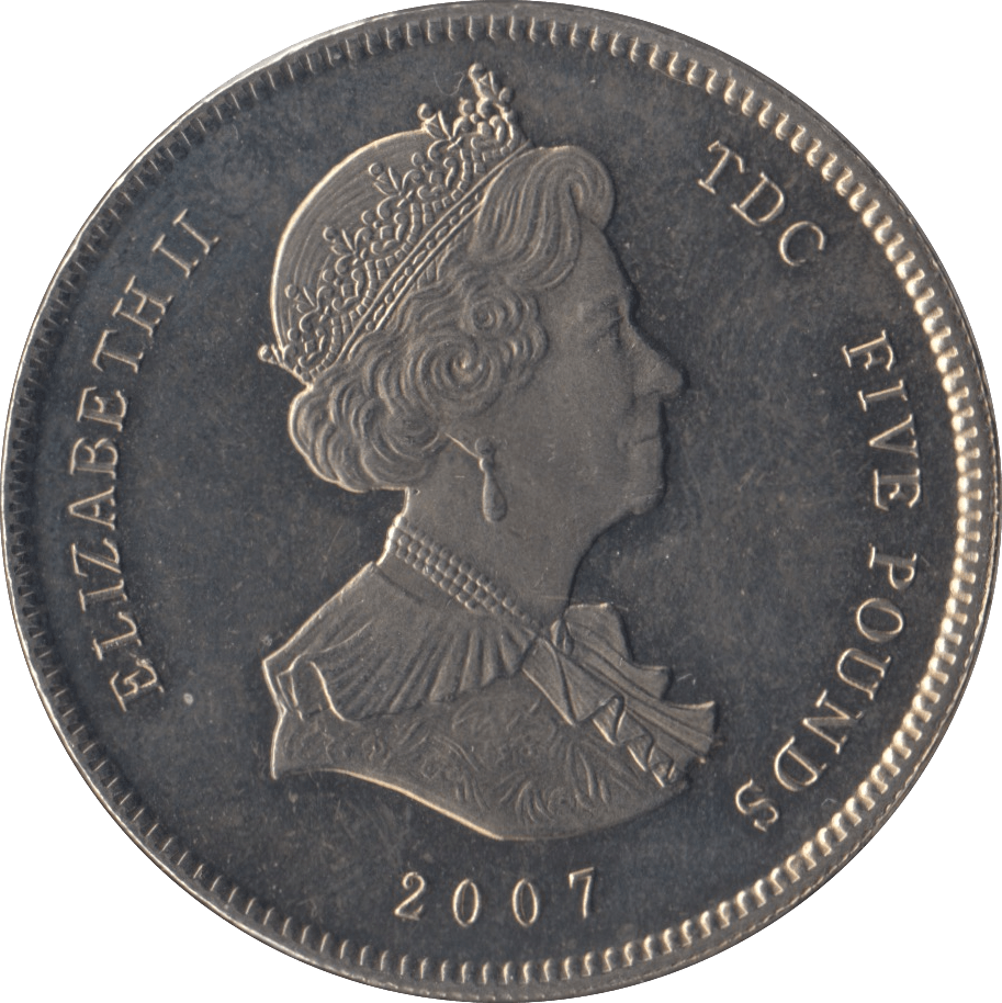 2007 BRILLIANT UNCIRCULATED ELIZABETH PHILIP WEDDING ANNIVERSARY 5 POUNDS TRISTAN DA CUNHA - WORLD COINS - Cambridgeshire Coins