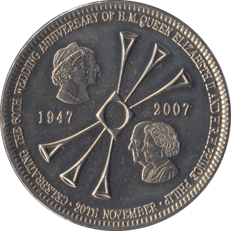 2007 BRILLIANT UNCIRCULATED ELIZABETH PHILIP WEDDING ANNIVERSARY 5 POUNDS TRISTAN DA CUNHA - WORLD COINS - Cambridgeshire Coins