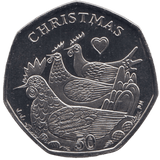 2007 CHRISTMAS 50P FRENCH HENS ISLE OF MAN ( PROOF ) 'AA' - 50P CHRISTMAS COINS - Cambridgeshire Coins