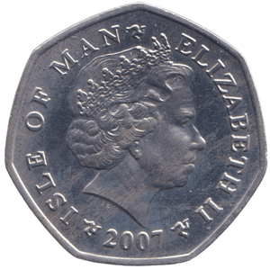 2007 CHRISTMAS 50P THREE FRENCH HENS COLOURISED ISLE OF MAN ( BUNC ) - 50P REGIONAL ISSUES - Cambridgeshire Coins