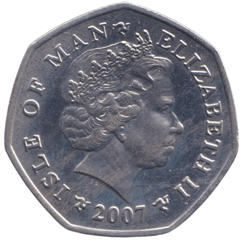 2007 CHRISTMAS 50P THREE FRENCH HENS COLOURISED ISLE OF MAN ( BUNC ) - 50P REGIONAL ISSUES - Cambridgeshire Coins