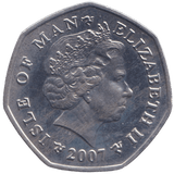 2007 CHRISTMAS 50P THREE FRENCH HENS COLOURISED ISLE OF MAN ( BUNC ) - 50P REGIONAL ISSUES - Cambridgeshire Coins